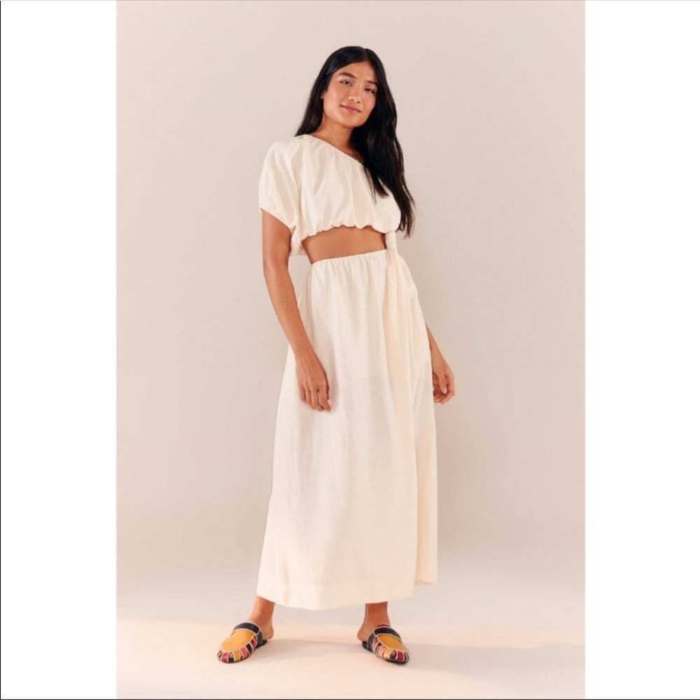 Farm Rio Off-White One Shoulder Dress